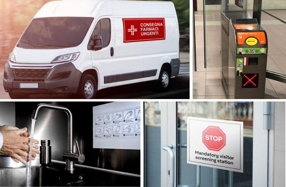 Esempi di materiali stampabili per creare segnaletica temporanea