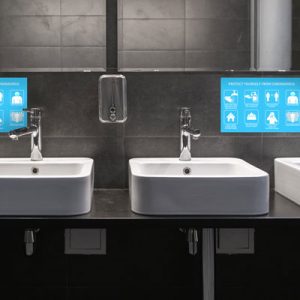 Tillfällig skyltning badrum