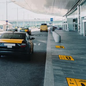 Golvgrafik håll avståndet vid taxi