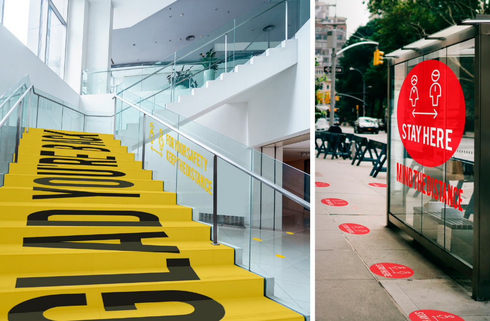 Esempi di floor graphics con materiale calpestabile 3M™