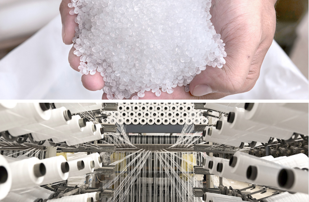 La trasformazione delle bottiglie in PET da granuli a filato